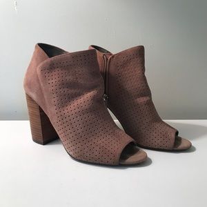 Suede Heeled Peep-Toe Booties